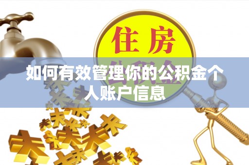 东兴如何有效管理你的公积金个人账户信息